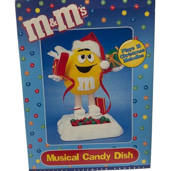 M & M's Musical Candy Dish Yellow Christmas Music Vintage New - Picture 1 of 4